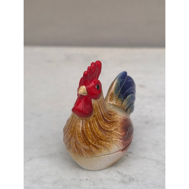 Small French Majolica Rooster Tureen Caugant For Sale - Image 4 of 9