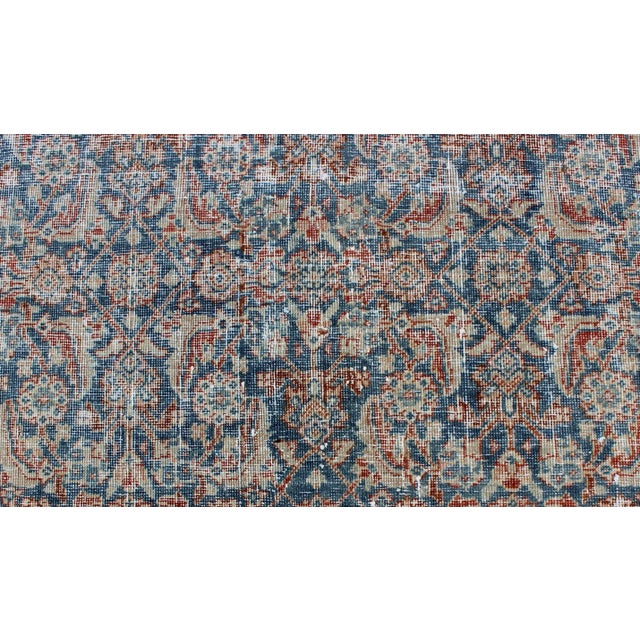 Textile Antique Persian Mahal Rug With All-Over Flower Design in Blue, Red and Ivory 4'3 X 6'4 For Sale - Image 7 of 12