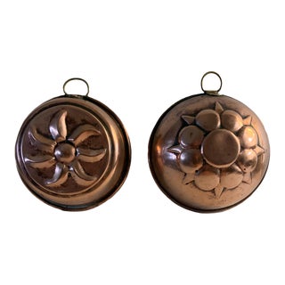 Vintage Copper Jello Aspic Sun Sunflower Molds - Set of 2 For Sale