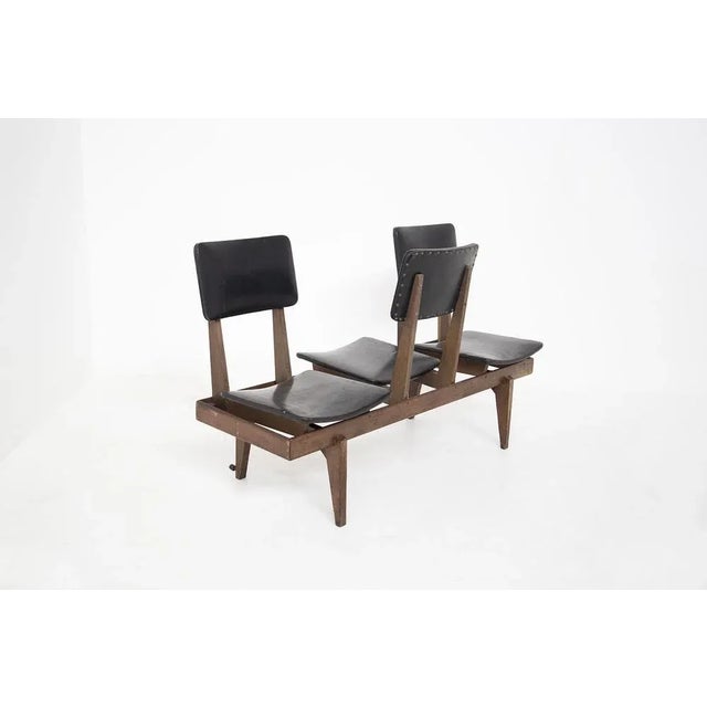 Vintage Italian Bench with Black Leather Seats For Sale - Image 9 of 10