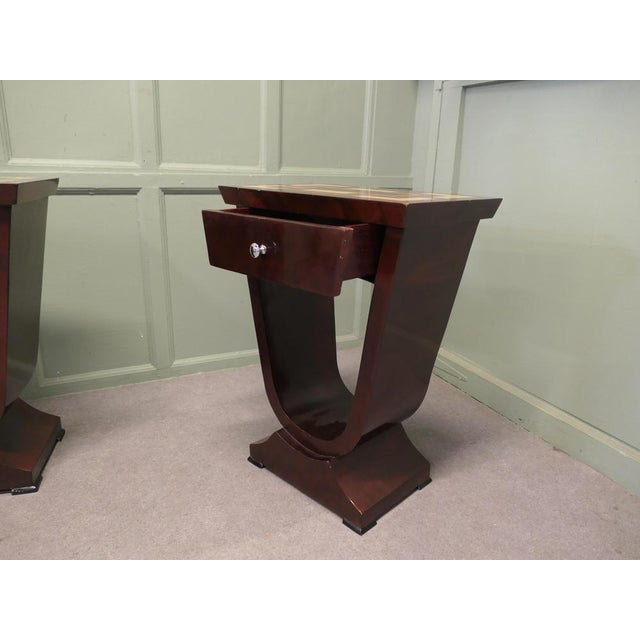 Wood Vintage Art Deco Bedside Tables, 1970, Set of 2 For Sale - Image 7 of 8