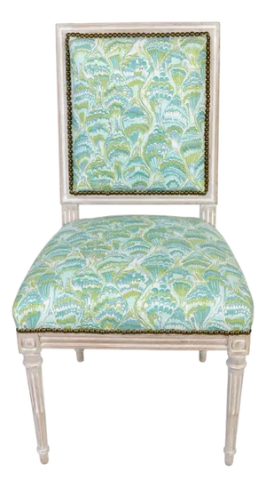 Custom Cockleshells Upholstered Jansen Style Chair With Nailhead Trim