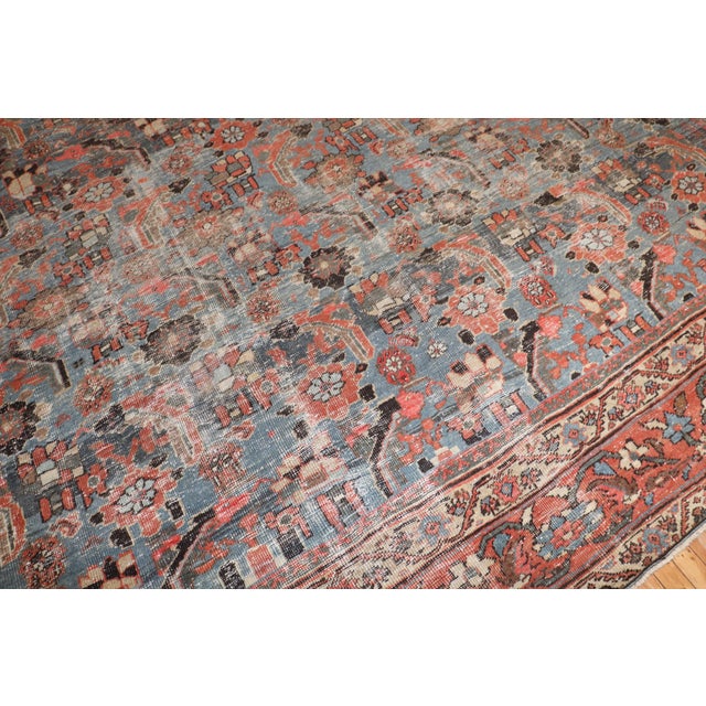 Early 20th Century Early 20th Century Oversize Blue Grey Persian Mahal Rug For Sale - Image 5 of 12