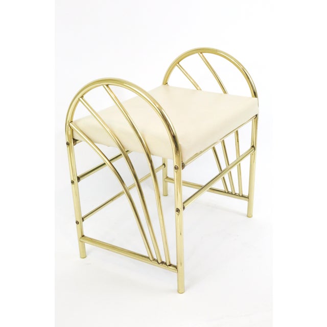 1980's Art Deco Style Gold Metal Vanity Bench Chairish