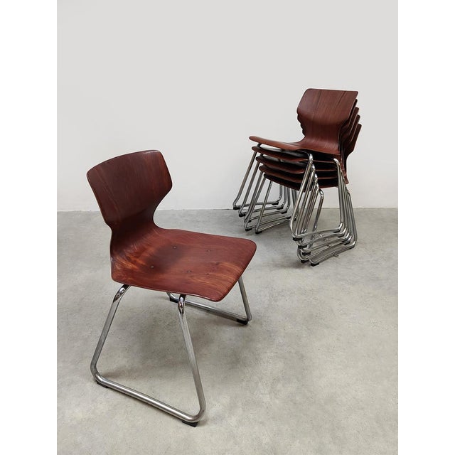 Vintage Pagholz Stacking Chairs from Flötotto, 1960s, Set of 6 For Sale - Image 6 of 6