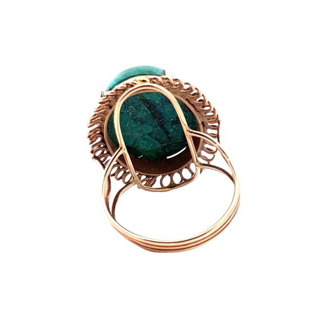 Modern Vintage Solid Rose Gold Eilat Cabochon Ring, Size 8 For Sale - Image 3 of 9