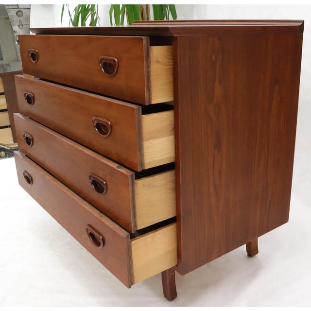 Jens Risom Oiled Walnut 4 Drawers Back Splash Bachelor Chest Dresser For Sale - Image 4 of 13