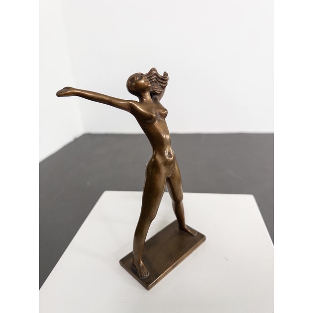 Metal Bronze Fritidsflickan Sculpture by Stig Blomberg for Ystad Brons, Sweden For Sale - Image 7 of 10