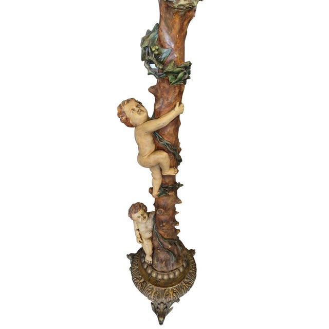 Mid-1800s Carved Wood Floor Lamp with Putti and Birds, 1850 For Sale - Image 10 of 18