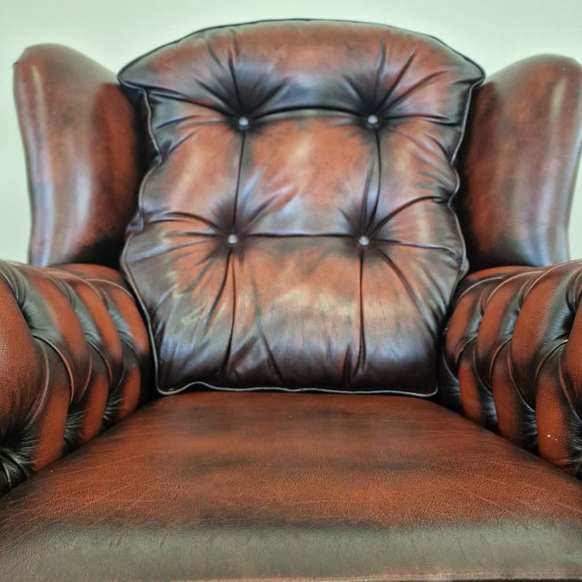Chesterfield Leather Living Room Set, 1970s, Set of 4 For Sale - Image 14 of 18