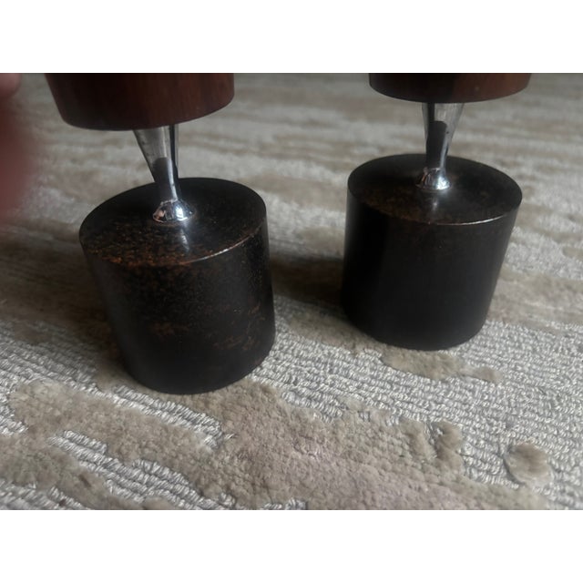 Mid-Century Modern Ronson Rosewood Varaflame Candlesticks, 1964--a Pair For Sale - Image 3 of 9