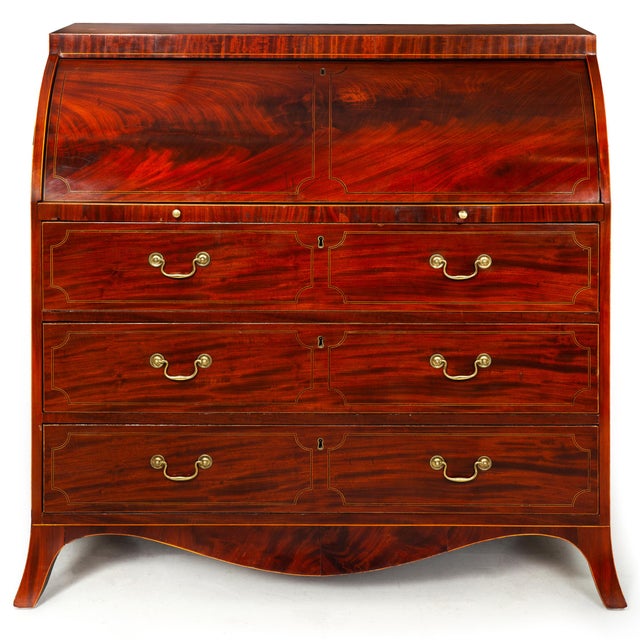 Traditional Rare American Federal Mahogany Cylinder Desk, Baltimore or Annapolis Ca. 1800 For Sale - Image 3 of 18