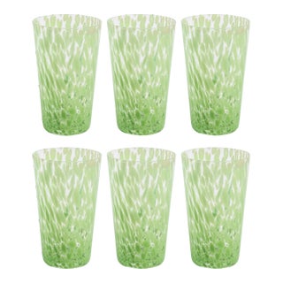 Willa Speckled Highball Glasses - Green, Set of 6 For Sale