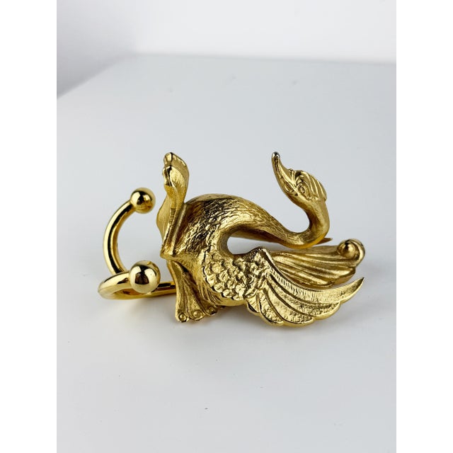 Hollywood Regency French Gold Tone Swan Bathroom Set, Bathroom Towel Ring, Towel Rail, and Wall Hook, 1970s, Set of 3 For Sale - Image 18 of 18