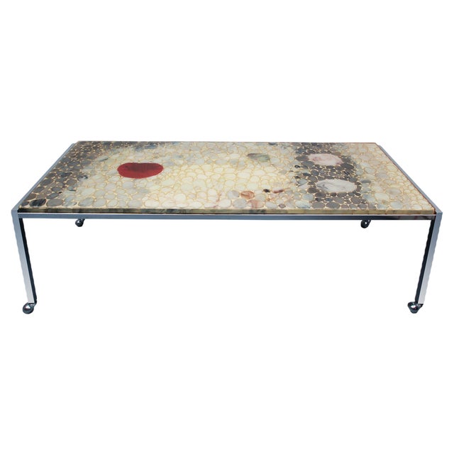 Space Age Coffee Table with Pebbles, 1970s For Sale