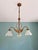 Antique Art Nouveau Chandelier in Brass and Scalloped Frosted Glass, 1890s For Sale - Image 13 of 16