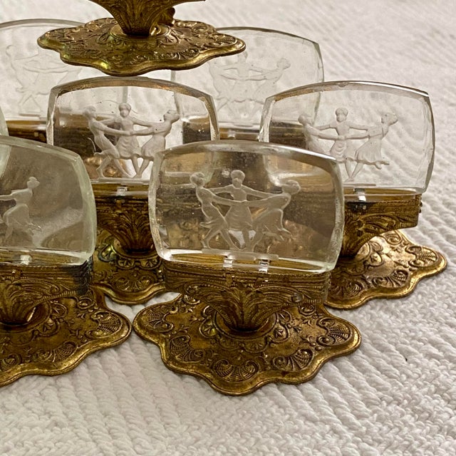 Antique Czech Intaglio Glass Place Card Holders - Set of 8 Dancing Figures For Sale - Image 11 of 13