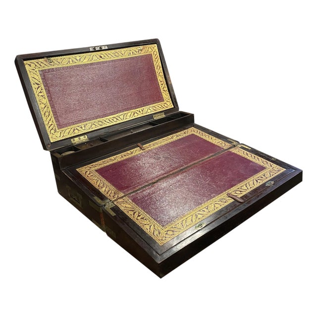 Early to Mid-1800s English Rosewood “Slope Box” Aka Campaign Desk For Sale