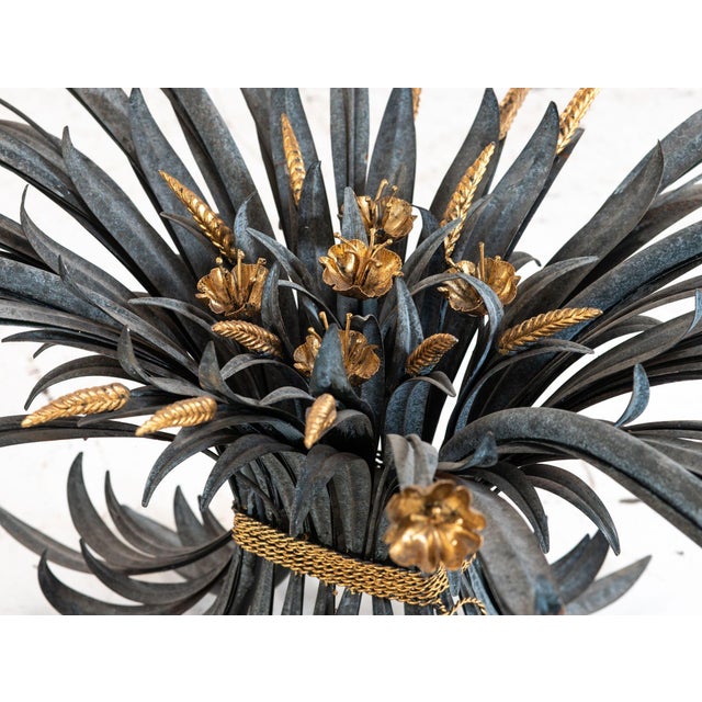 Hollywood Regency Gilt Metal Sheaf of Wheat Coffee Table, France Mid 20th C. For Sale - Image 10 of 12