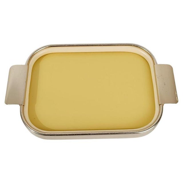 Mid 20th Century Italian Tray in Gilt Aluminum and Butter Yellow Glass, 1960s For Sale - Image 18 of 18