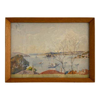 1920s Signed Nautical Watercolor, Australia For Sale