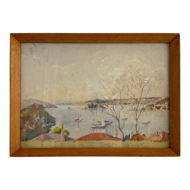 1920s Signed Nautical Watercolor, Australia For Sale