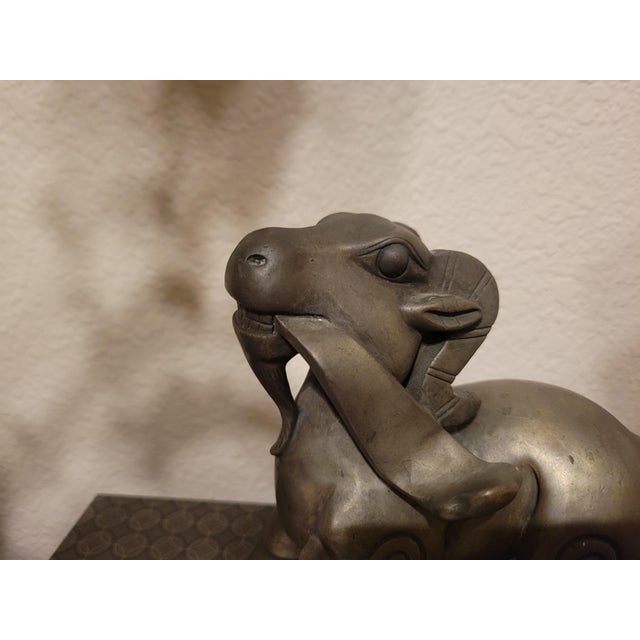 Solid Cast‑metal Ram Sculpture For Sale - Image 11 of 12