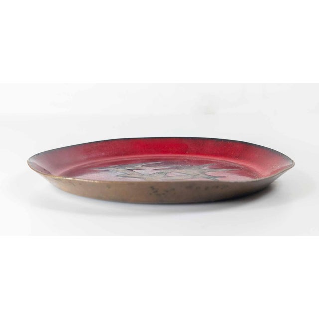 Mid-Century Modern Abstract Enamel Bronze Catchall Dish With Birds For Sale - Image 4 of 8