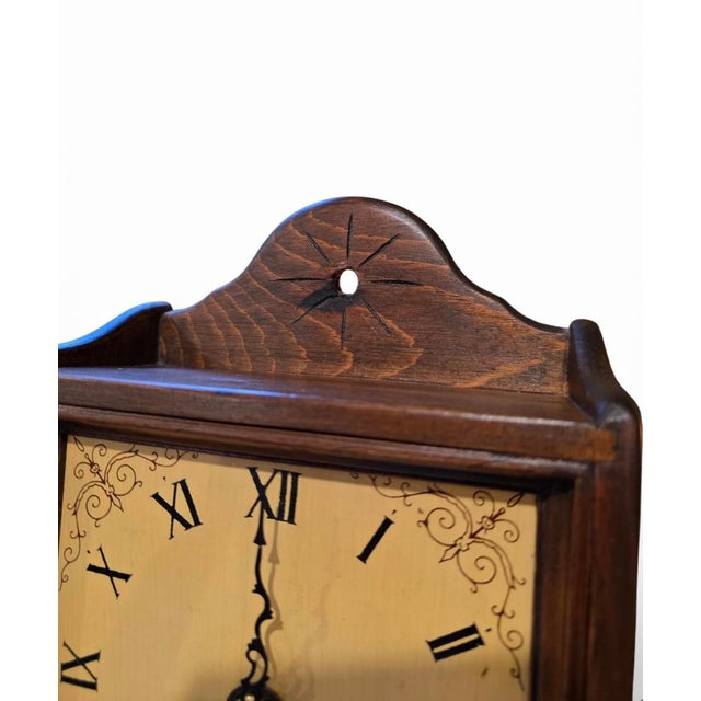 Antique German Oak Mantel Clock Circa 1895-1915 -8 Day Mechanical Strike- Victorian Shelf Clock For Sale - Image 4 of 7