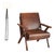 Accent Wooden Chair, Faux Leather Brown Chair, Mid-Century Modern Chair, Leather Armchair, Brown Reading Chair, Comfy Upholstered Grey Chair For Sale
