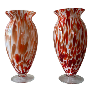 Vintage Mid-Century Modern Handblown Art Glass Small Vases