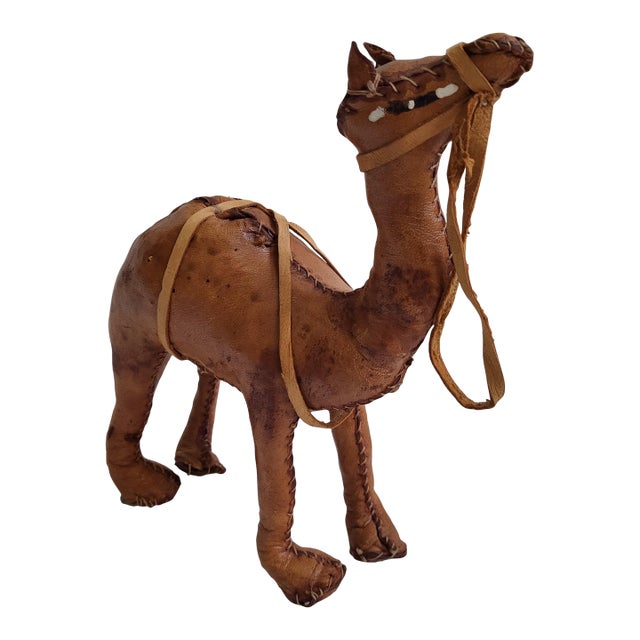 1960s Brown Leather Camel Figurine For Sale