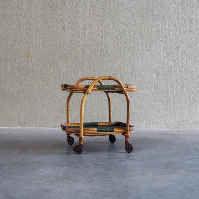 Vintage Bamboo Serving Trolley, 1950s For Sale - Image 14 of 18