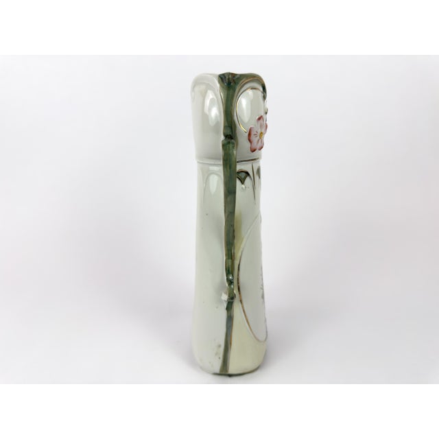Art Nouveau Porcelain Floral Vase With Gilded Handles, C. 1900 For Sale - Image 4 of 17