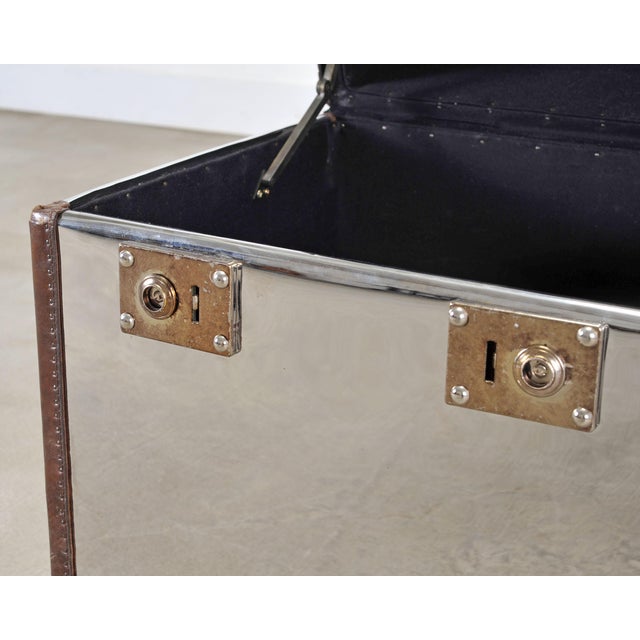 Timothy Oulton Steel and Leather London Steamer Hat Trunk For Sale - Image 13 of 18