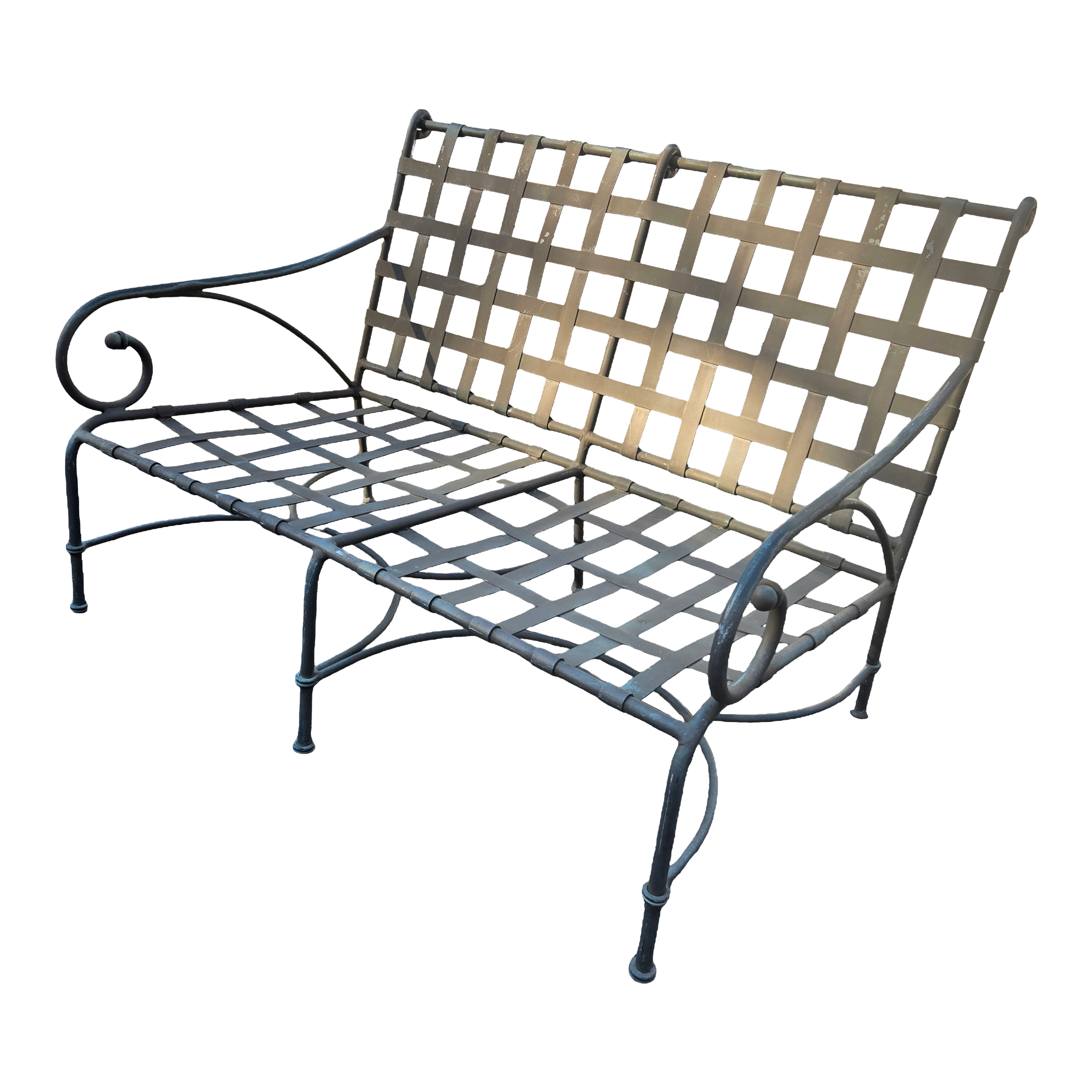Mid 20th Century Brown Jordan Florentine Loveseat Bench | Chairish