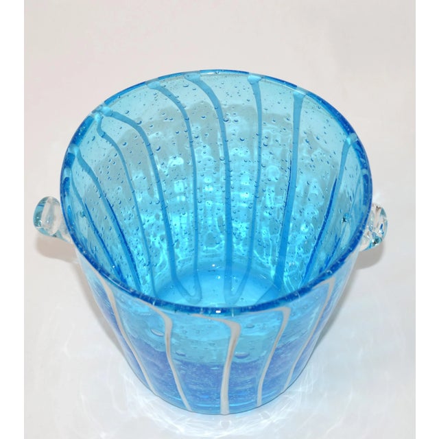 Mid-Century Modern Vintage Venini Murano Light Blue White & Clear Wine Cooler Ice Bucket Italy 1970 For Sale - Image 3 of 13
