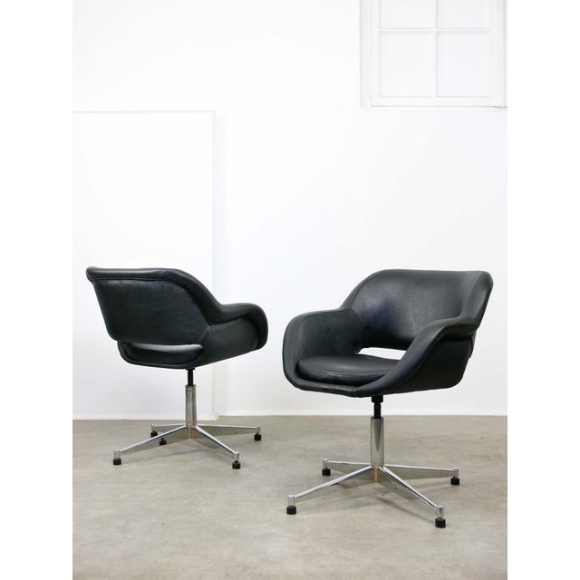 Vintage Italian Black Leatherette and Chrome Swivel Chair, 1970s For Sale - Image 17 of 18