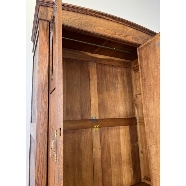 French Wardrobe in Oak with Mirror For Sale - Image 12 of 13