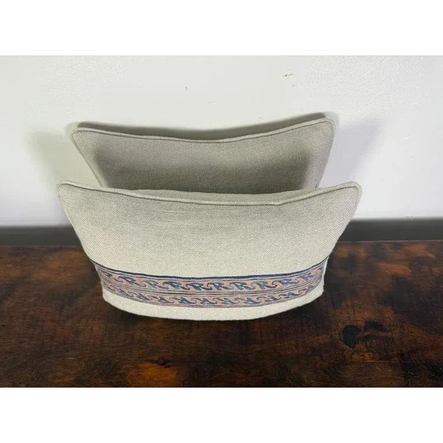 Mariano Fortuny Pair of Petite Linen Pillows With Authentic Vintage Fortuny Stripe $450per Set Estimate: $880 - $1,320 For Sale - Image 4 of 6