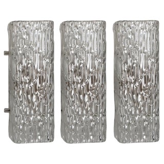 Clear Wave Glass Wall Lights attributed to J.T. Kalmar, Austria, 1960s For Sale