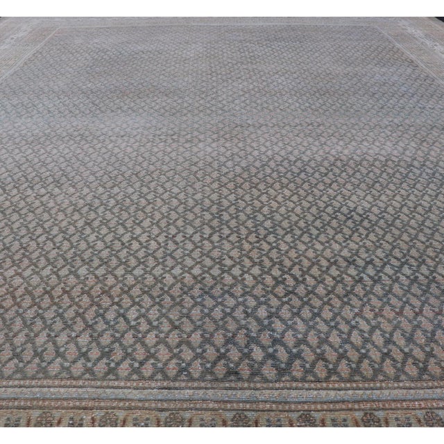 Textile Antique Hand Knotted Persian Tabriz Rug With All-Over Design in Muted Tones For Sale - Image 7 of 17