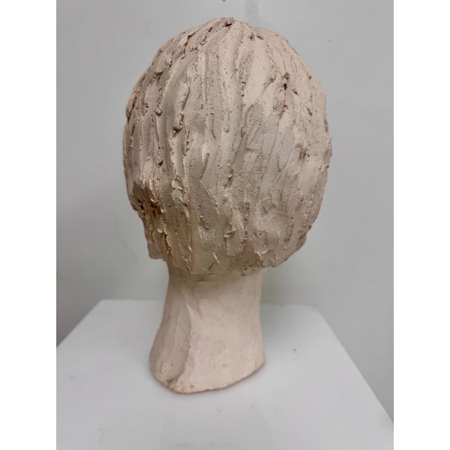 Vintage Signed CJD Figural Ceramic Head Sculpture For Sale - Image 4 of 8