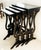 Elegant vintage nesting tables by Hickory Chair featuring richly detailed chinoiserie scenes with Asian-inspired figures...