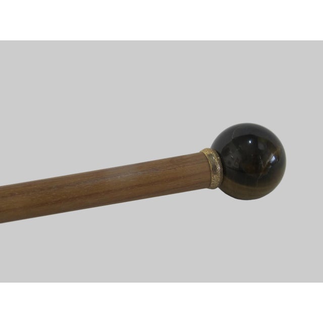 Vintage TIGERs Eye Crystal Ball Knob Wood Walking Stick Cane For Sale In Portland, OR - Image 6 of 9