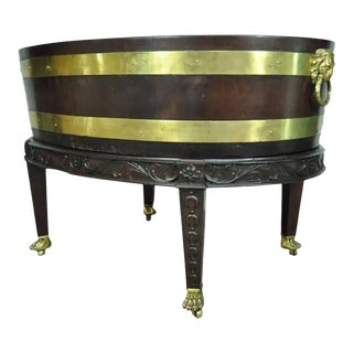 19th Century George III Style Mahogany and Brass Wine Cooler Cellarette on Stand For Sale