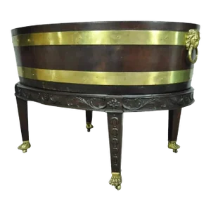 19th Century George III Style Mahogany and Brass Wine Cooler Cellarette on Stand