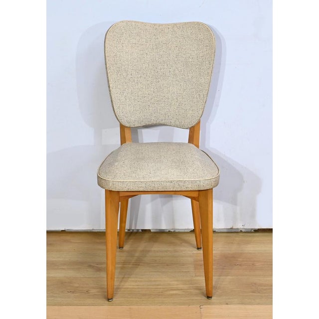 Brown Vintage Beech and Faux Leather Chairs, 1960, Set of 8 For Sale - Image 8 of 18