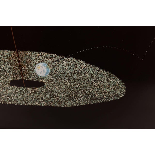 Mid-Century Black Resin Inlaid Shell and Metal Golf Motif "Birdie" Tray by Couroc For Sale - Image 13 of 16