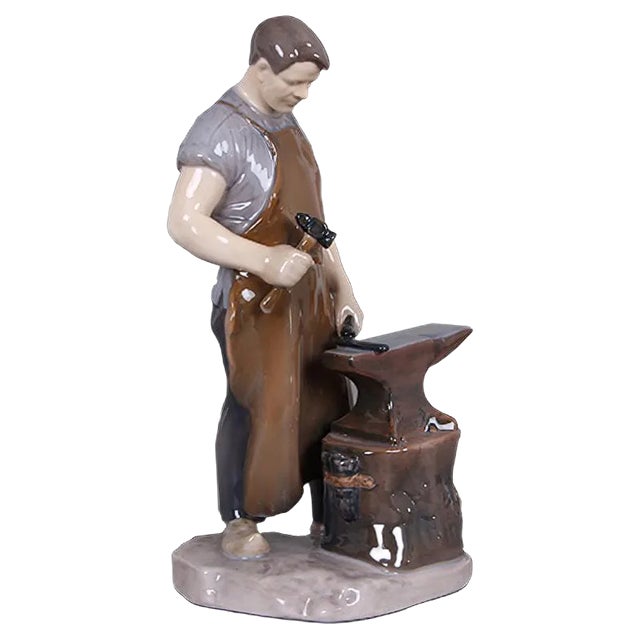 Blacksmith Figurine by Axel Locher for Bing & Grøndahl, 1940s For Sale